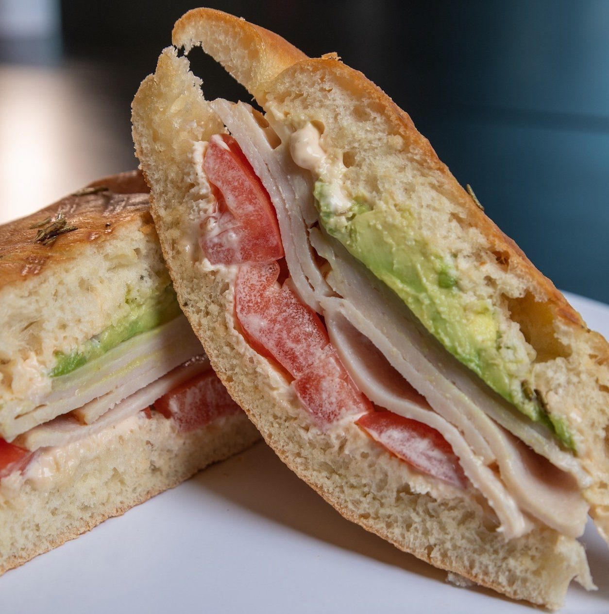 Turkey and Avocado Panini Sandwich.