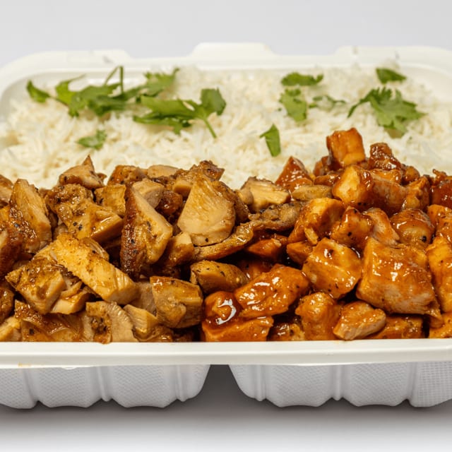 Plate - 2 Entrees + Rice.